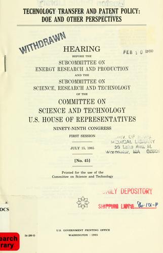 Cover for Technology transfer and patent policy