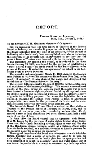 Cover for Biennial Report of the Board of Trustees of the Preston School of Industry (at Ione).