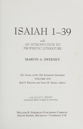 Cover for Isaiah 1-39
