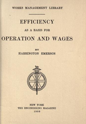 Cover for Efficiency as a basis for operation and wages
