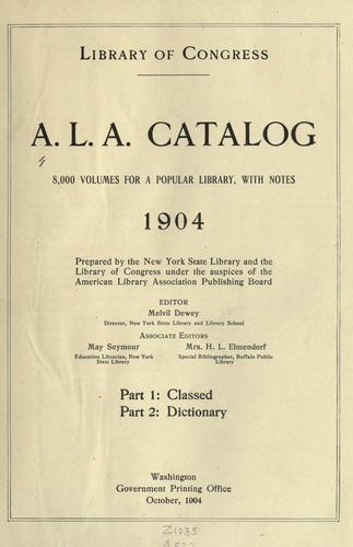Cover for A.L.A. catalog.