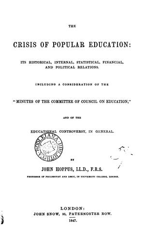 Cover for The crisis of popular education