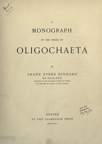 Cover for A monograph of the order of Oligochaeta