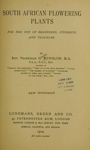 Cover for South African flowering plants