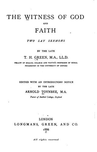 Cover for The Witness of God and Faith: Two Lay Sermons