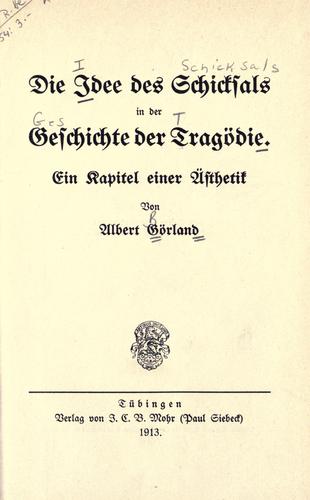 Cover for Die Idee des Schicksals in der Geschichte der Tragödie.