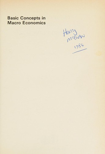 Cover for Basic Concepts in Macro-economics
