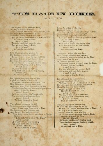 Cover for The race in Dixie