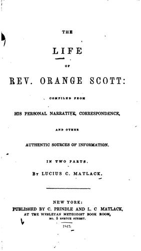 Cover for The life of Rev. Orange Scott