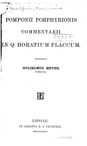 Cover for Commentarii in Q. Horatium Flaccum