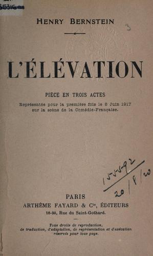 Cover for L' élévation
