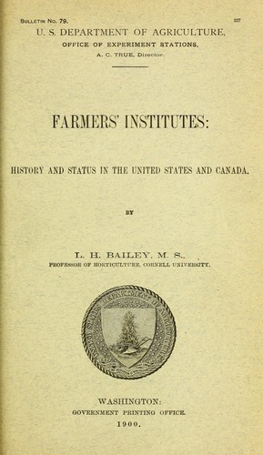 Cover for Farmers' institutes