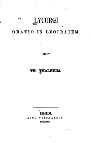 Cover for Oratio in Leocratem