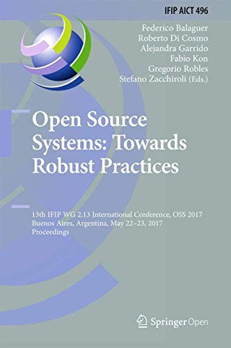 Cover for Open Source Systems : Towards Robust Practices