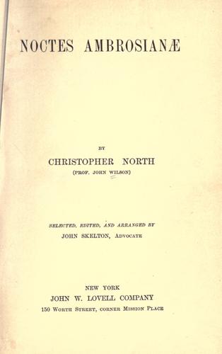 Cover for Noctes ambrosianæ