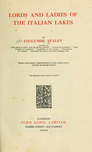 Cover for Lords and ladies of the Italian lakes