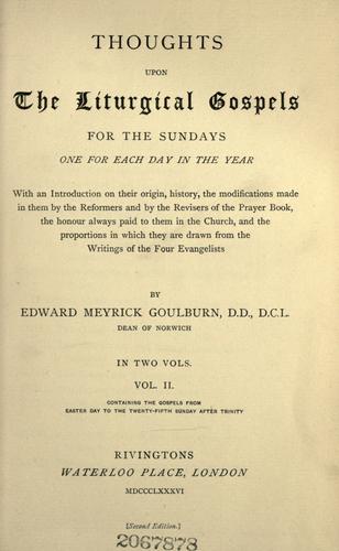 Cover for Thoughts upon the liturgical Gospels