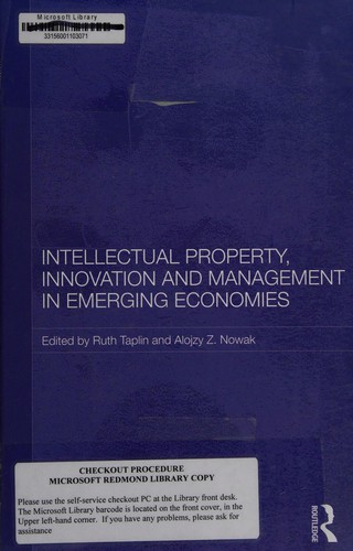 Cover for Intellectual property, innovation and management in emerging economies