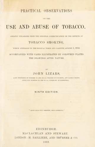 Cover for Practical observations on the use and abuse of tobacco