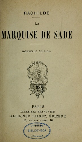 Cover for La marquise de Sade