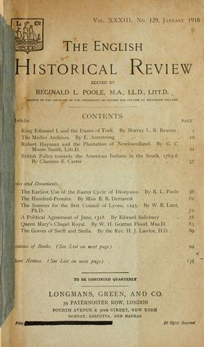 Cover for British policy towards the American Indians in the South, 1763-8.