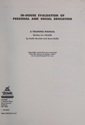 Cover for In-house evaluation of personal and social education