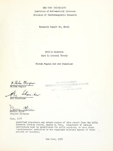Cover for Hill's equation.  Part I. General theory