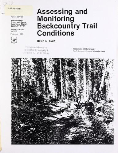 Cover for Assessing and monitoring backcountry trail conditions