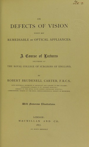 Cover for On defects of vision which are remediable by optical appliances