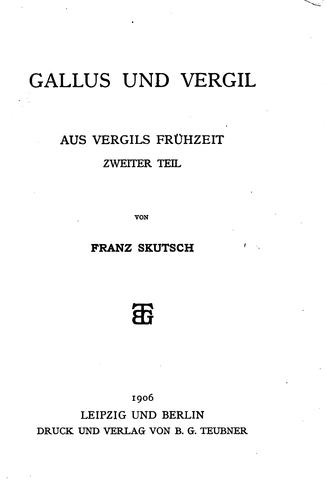 Cover for Aus Vergils Frühzeit...
