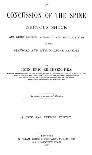 Cover for On concussion of the spine, nervous shock and other obscure injuries of the nervous system