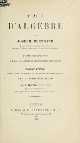 Cover for Traité d'algèbre.
