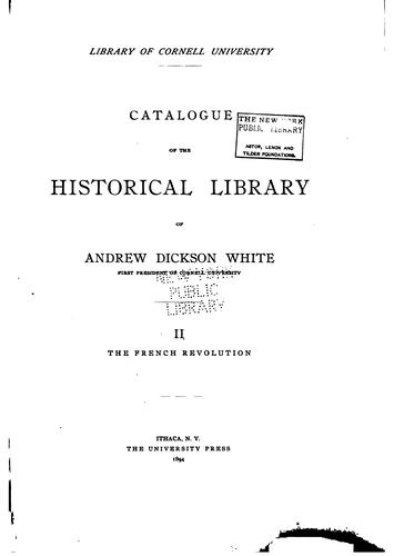 Cover for Catalogue of the Historical Library of A.D. White