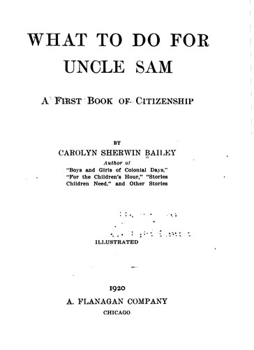 Cover for What to Do for Uncle Sam: A First Book of Citizenship