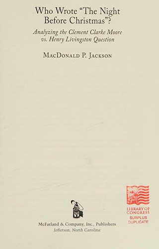 Cover for Who Wrote "The Night Before Christmas"?