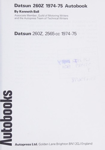 Cover for Datsun 260Z 1974-75 autobook