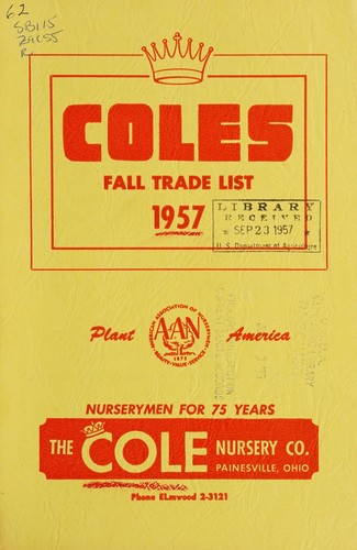 Cover for Coles fall trade list 1957