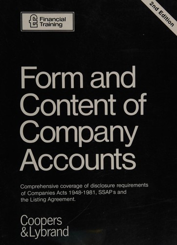 Cover for Form and contentof company accounts