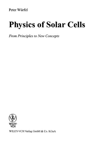 Cover for Physics of solar cells