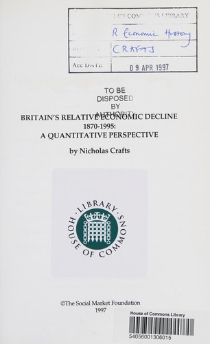 Cover for Britain's Relative Economic Decline 1870-1995