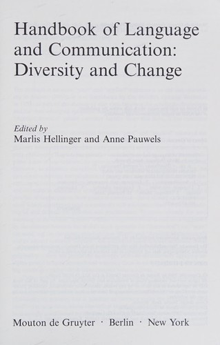 Cover for Handbook of language and communication-- diversity and change
