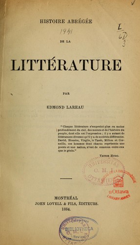 Cover for Histoire abrégée de la littérature