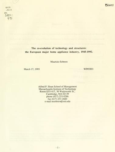 Cover for The co-evolution of technology and structures
