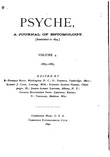 Cover for Psyche: A Journal of Entomology