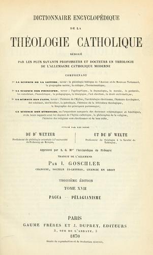 Cover for Dictionnaire encyclopédique de la theologie catholique ...