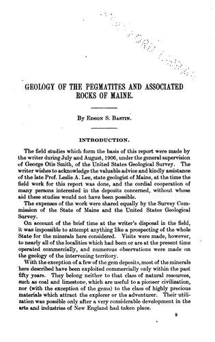 Cover for Geology of the pegmatites and associated rocks of Maine