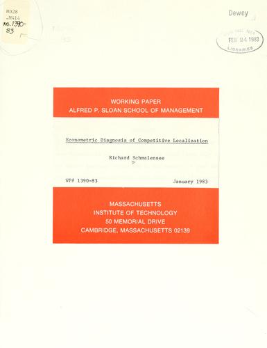 Cover for Econometric diagnosis of competitive localization