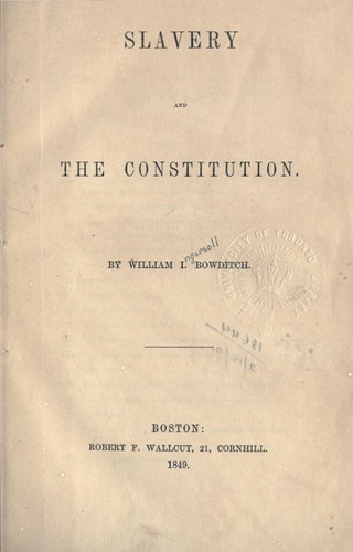 Cover for Slavery and the constitution