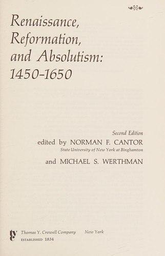 Cover for Renaissance, reformation, and absolutism