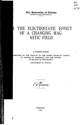 Cover for On the electrostatic effect of a changing magnetic field